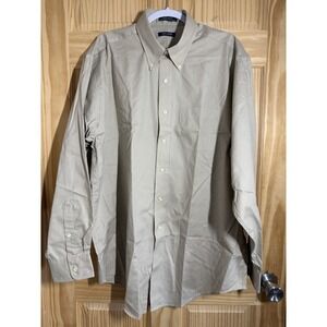 Von Maur Collection Mens Long Sleeve Button-Down Tan Dress Shirt 17 1/2x36‎